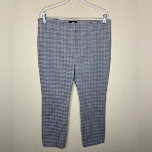 Theory Classic Gray Skinny Pants Cropped Plaid Size 12 - Picture 3 of 6